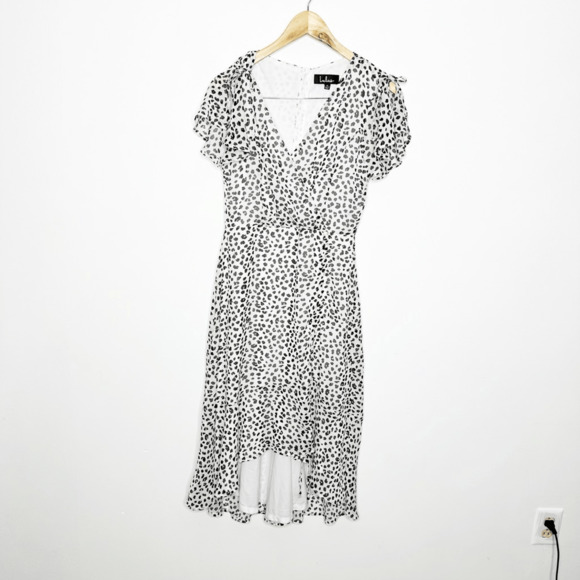 LULU'S Rules of the Jungle Black and White Leopard Print Midi Dress womens S - Picture 2 of 8